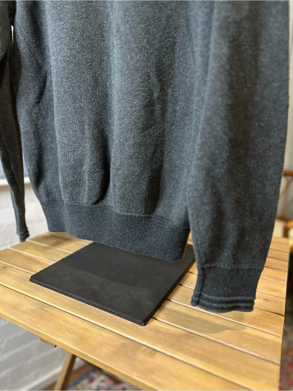 American Eagle Grey Sweater with Ribbed Arms and Hem